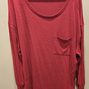 Torrid Red Long Sleeve Tee with Pocket Size 2
